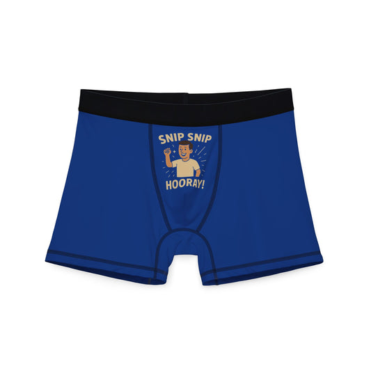 Fun Men's Boxers - Snip Snip Hooray! - Comfy Underwear for Vasectomies, Sterile Men, Joke Novelty Gift, Couples Gift,