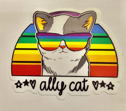 Ally Cat Sticker (2) Straight Allies - LGBTQ Support, Pride, Love is Love, Non Binary