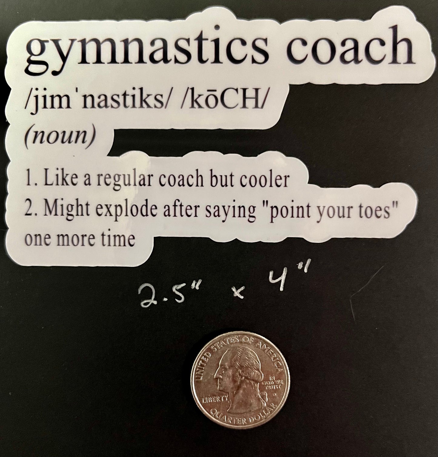 2 Gymnastics Coach Definition Funny Sticker Decal (2 Per Order)