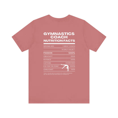 Gymnastics Coach Nutrition Facts Funny Tee | Perfect Gift for Coaches, Workout Tee, Fitness Apparel, Team Spirit, Gym Life Shirt