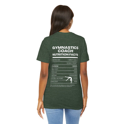 Gymnastics Coach Nutrition Facts Funny Tee | Perfect Gift for Coaches, Workout Tee, Fitness Apparel, Team Spirit, Gym Life Shirt