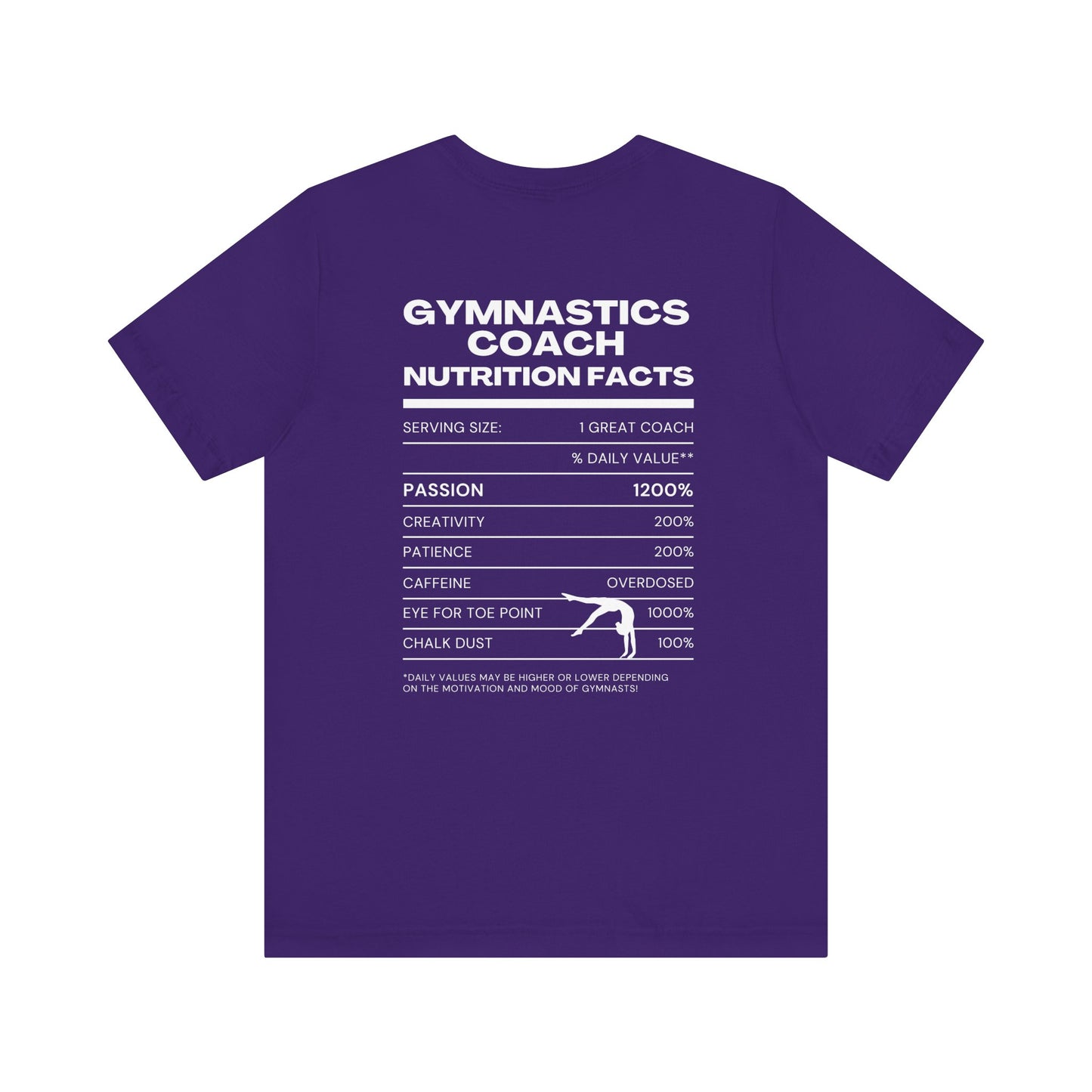 Gymnastics Coach Nutrition Facts Funny Tee | Perfect Gift for Coaches, Workout Tee, Fitness Apparel, Team Spirit, Gym Life Shirt