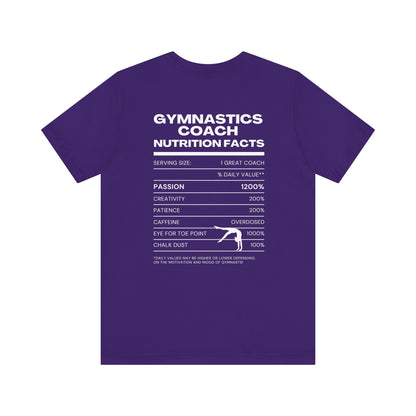 Gymnastics Coach Nutrition Facts Funny Tee | Perfect Gift for Coaches, Workout Tee, Fitness Apparel, Team Spirit, Gym Life Shirt