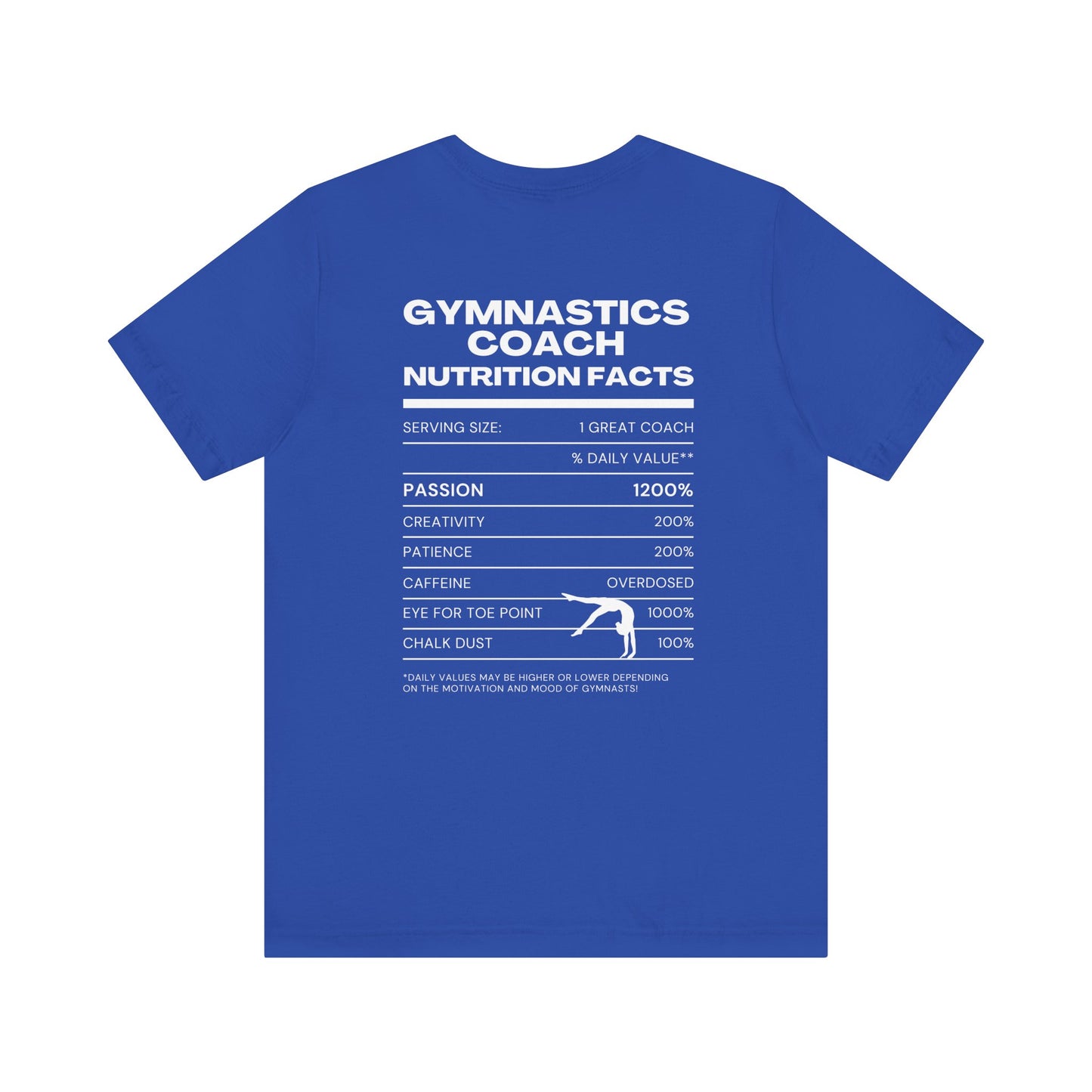 Gymnastics Coach Nutrition Facts Funny Tee | Perfect Gift for Coaches, Workout Tee, Fitness Apparel, Team Spirit, Gym Life Shirt