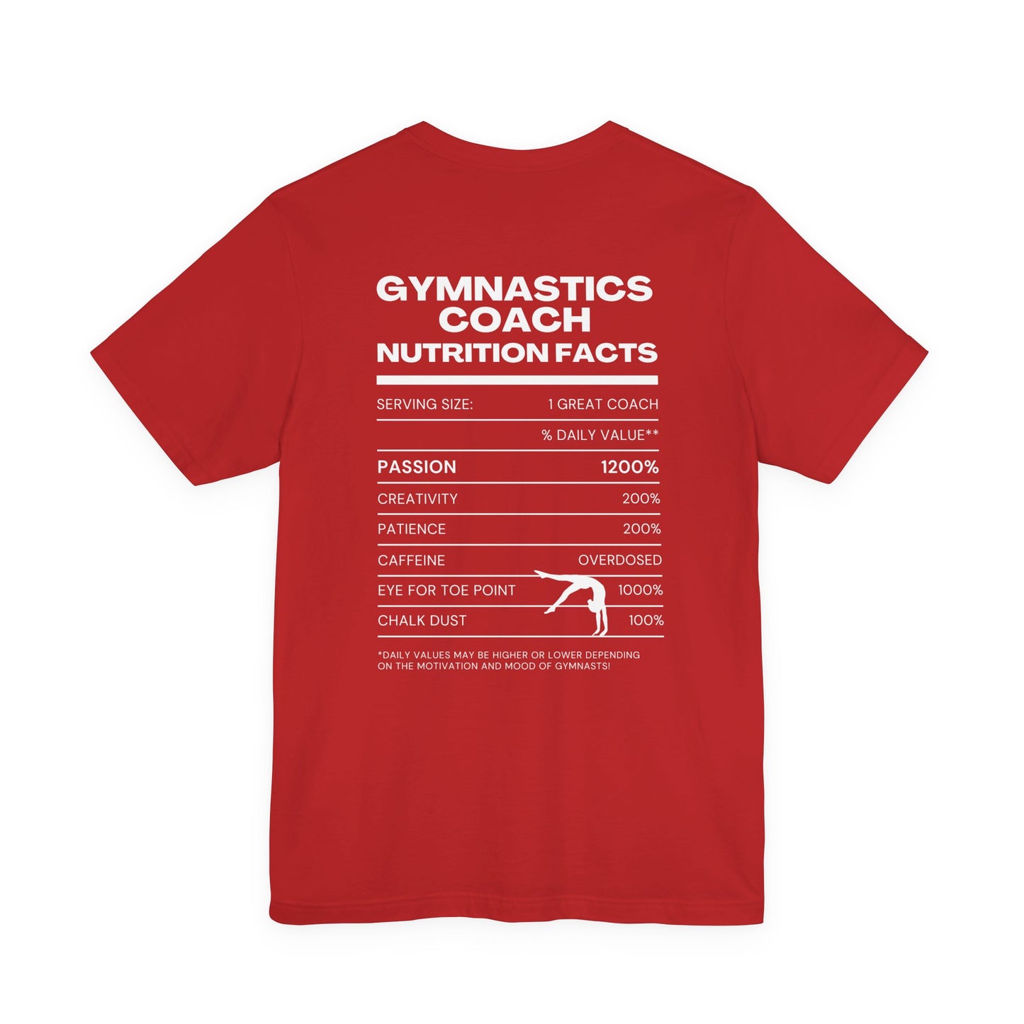 Gymnastics Coach Nutrition Facts Funny Tee | Perfect Gift for Coaches, Workout Tee, Fitness Apparel, Team Spirit, Gym Life Shirt