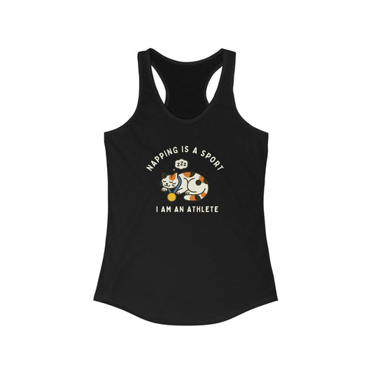 Napping Is A Sport & I'm An Athlete Calico Cat Gold Medal Workout Top, Fitness Shirt, Gym Tank, Yoga Tank, Running Tank, Cute
