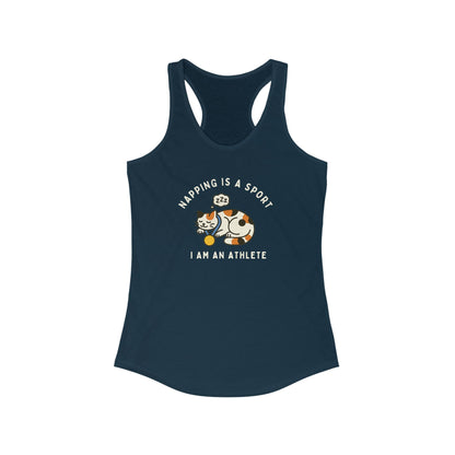 Napping Is A Sport & I'm An Athlete Calico Cat Gold Medal Workout Top, Fitness Shirt, Gym Tank, Yoga Tank, Running Tank, Cute