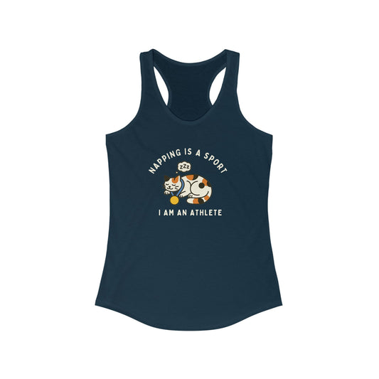 Napping Is A Sport & I'm An Athlete Calico Cat Gold Medal Workout Top, Fitness Shirt, Gym Tank, Yoga Tank, Running Tank, Cute
