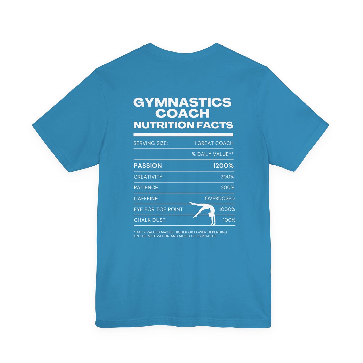 Gymnastics Coach Nutrition Facts Funny Tee | Perfect Gift for Coaches, Workout Tee, Fitness Apparel, Team Spirit, Gym Life Shirt