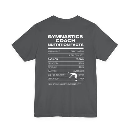 Gymnastics Coach Nutrition Facts Funny Tee | Perfect Gift for Coaches, Workout Tee, Fitness Apparel, Team Spirit, Gym Life Shirt