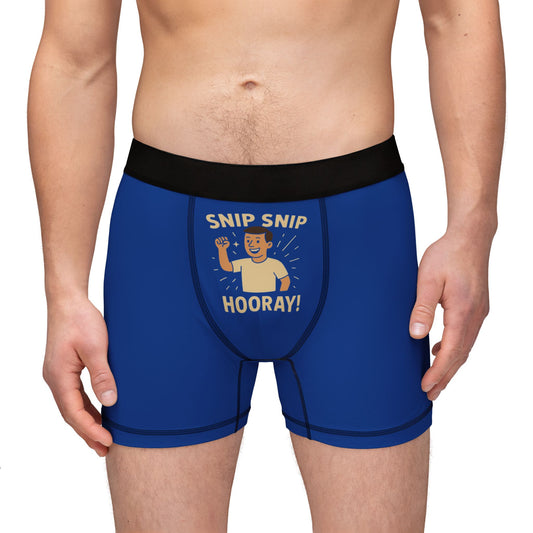 Fun Men's Boxers - Snip Snip Hooray! - Comfy Underwear for Vasectomies, Sterile Men, Joke Novelty Gift, Couples Gift,