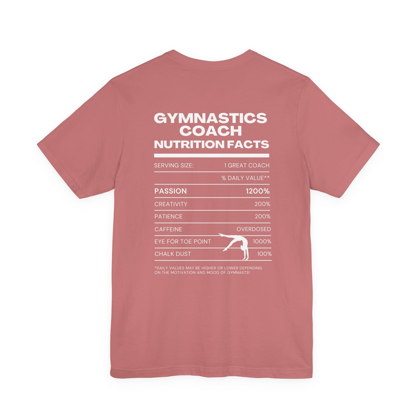 Gymnastics Coach Nutrition Facts Funny Tee | Perfect Gift for Coaches, Workout Tee, Fitness Apparel, Team Spirit, Gym Life Shirt