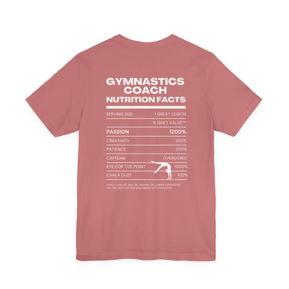 Gymnastics Coach Nutrition Facts Funny Tee | Perfect Gift for Coaches, Workout Tee, Fitness Apparel, Team Spirit, Gym Life Shirt