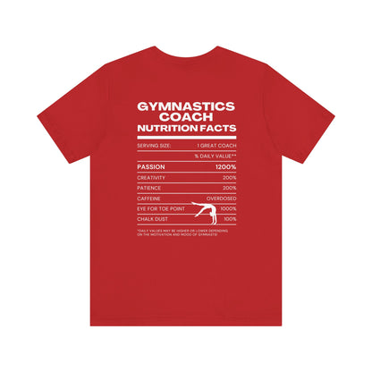 Gymnastics Coach Nutrition Facts Funny Tee | Perfect Gift for Coaches, Workout Tee, Fitness Apparel, Team Spirit, Gym Life Shirt
