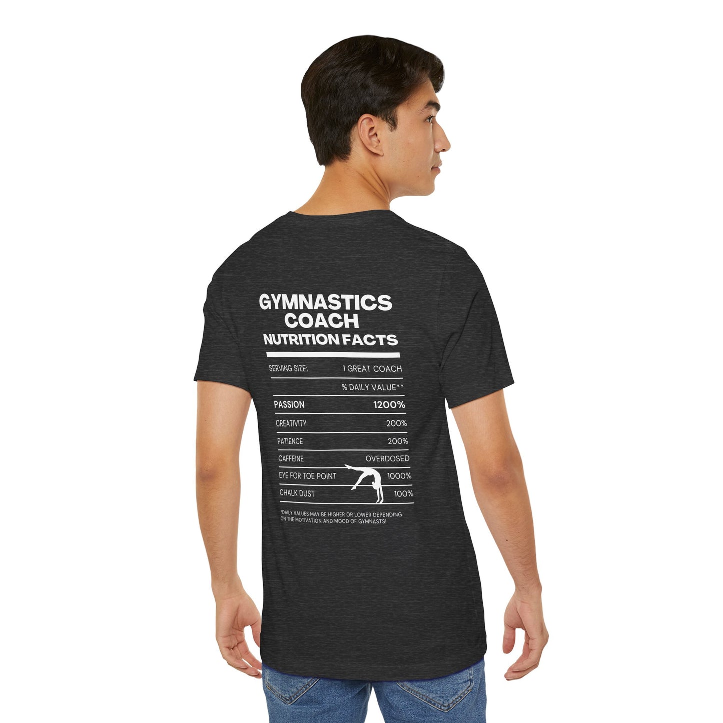 Gymnastics Coach Nutrition Facts Funny Tee | Perfect Gift for Coaches, Workout Tee, Fitness Apparel, Team Spirit, Gym Life Shirt