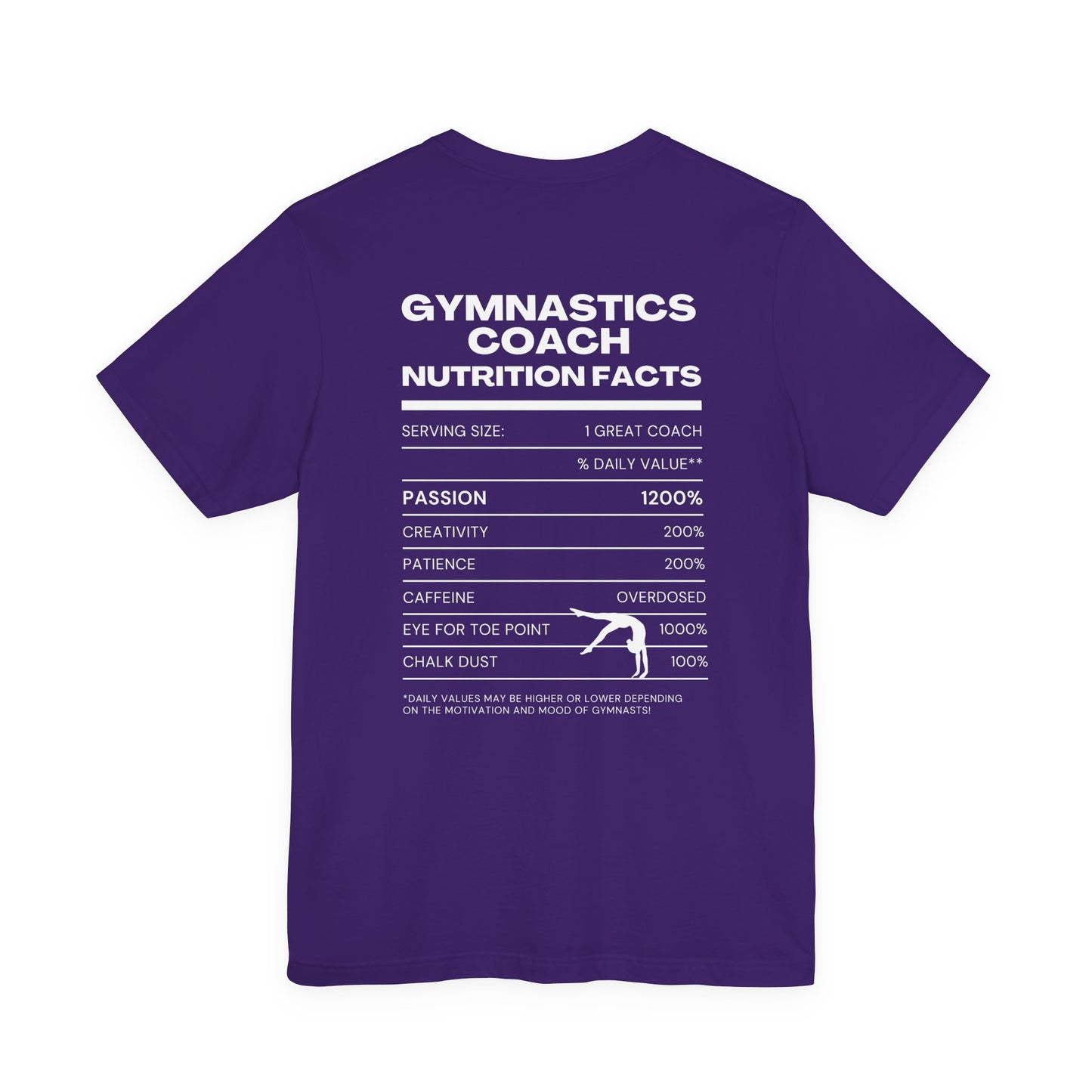 Gymnastics Coach Nutrition Facts Funny Tee | Perfect Gift for Coaches, Workout Tee, Fitness Apparel, Team Spirit, Gym Life Shirt