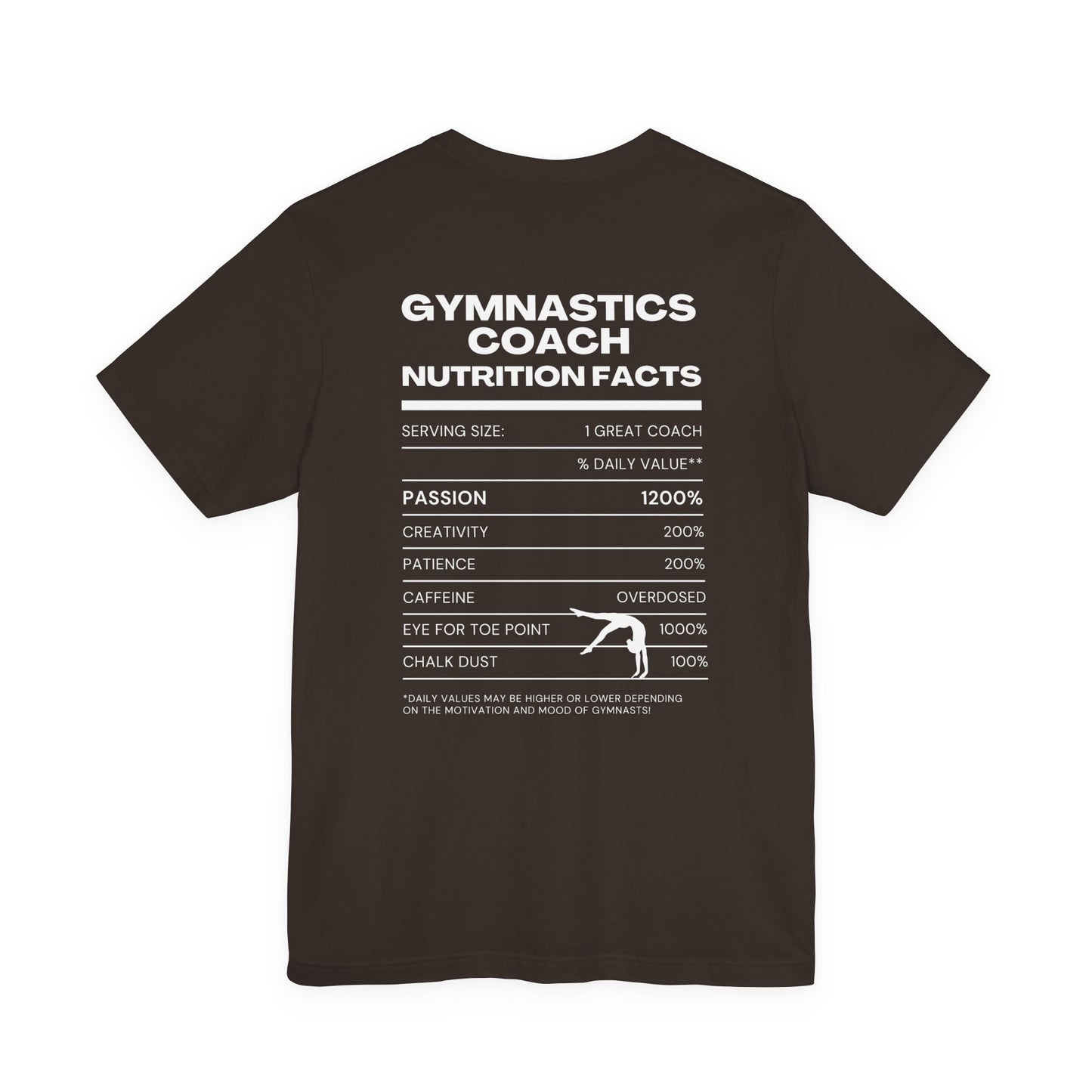 Gymnastics Coach Nutrition Facts Funny Tee | Perfect Gift for Coaches, Workout Tee, Fitness Apparel, Team Spirit, Gym Life Shirt