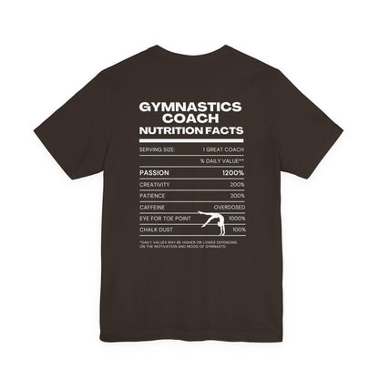 Gymnastics Coach Nutrition Facts Funny Tee | Perfect Gift for Coaches, Workout Tee, Fitness Apparel, Team Spirit, Gym Life Shirt