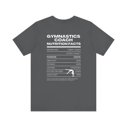 Gymnastics Coach Nutrition Facts Funny Tee | Perfect Gift for Coaches, Workout Tee, Fitness Apparel, Team Spirit, Gym Life Shirt
