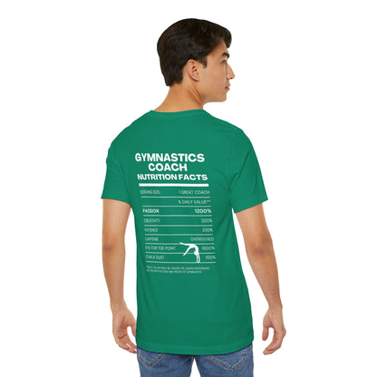 Gymnastics Coach Nutrition Facts Funny Tee | Perfect Gift for Coaches, Workout Tee, Fitness Apparel, Team Spirit, Gym Life Shirt