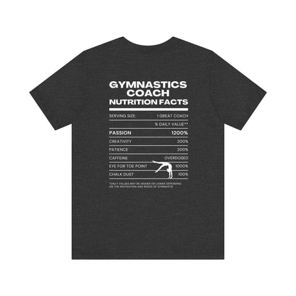Gymnastics Coach Nutrition Facts Funny Tee | Perfect Gift for Coaches, Workout Tee, Fitness Apparel, Team Spirit, Gym Life Shirt