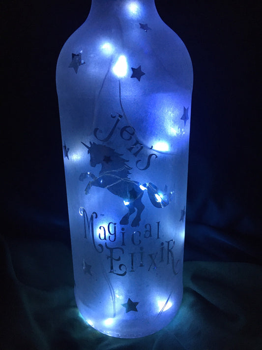 Your Design or Photo - Custom Lighted Etched/Frosted Wine Liquor Bottle Lamp