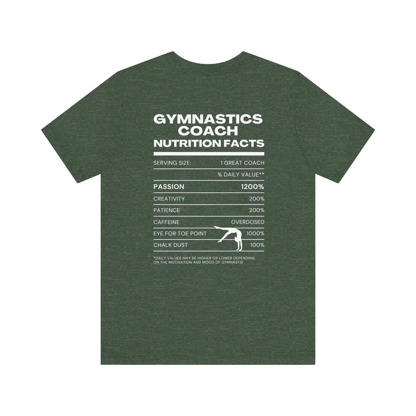 Gymnastics Coach Nutrition Facts Funny Tee | Perfect Gift for Coaches, Workout Tee, Fitness Apparel, Team Spirit, Gym Life Shirt