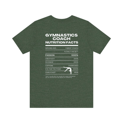 Gymnastics Coach Nutrition Facts Funny Tee | Perfect Gift for Coaches, Workout Tee, Fitness Apparel, Team Spirit, Gym Life Shirt