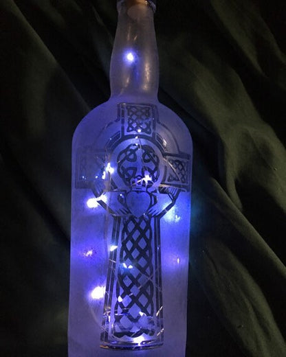 Your Design or Photo - Custom Lighted Etched/Frosted Wine Liquor Bottle Lamp