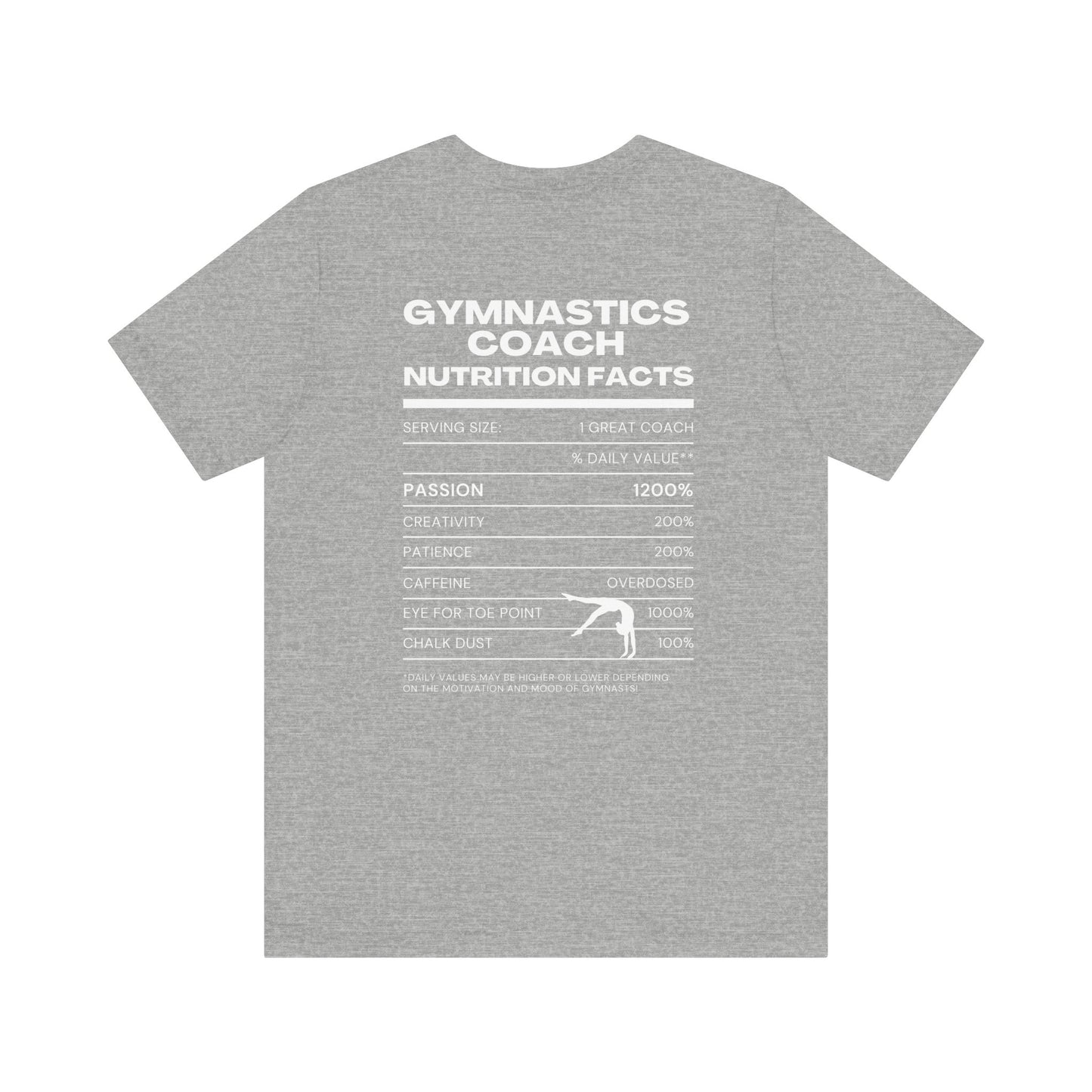Gymnastics Coach Nutrition Facts Funny Tee | Perfect Gift for Coaches, Workout Tee, Fitness Apparel, Team Spirit, Gym Life Shirt