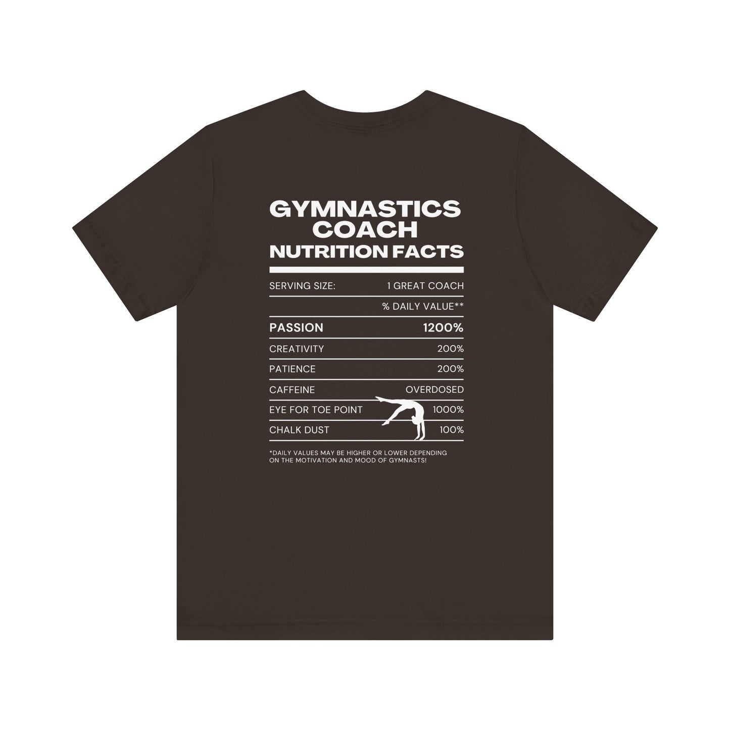 Gymnastics Coach Nutrition Facts Funny Tee | Perfect Gift for Coaches, Workout Tee, Fitness Apparel, Team Spirit, Gym Life Shirt