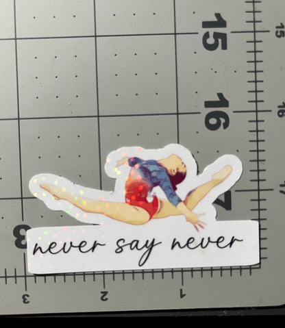 Never Give Up Suni Lee Team USA Gymnastics Olympian Holographic Stickers (2) Motivational/Inspirational