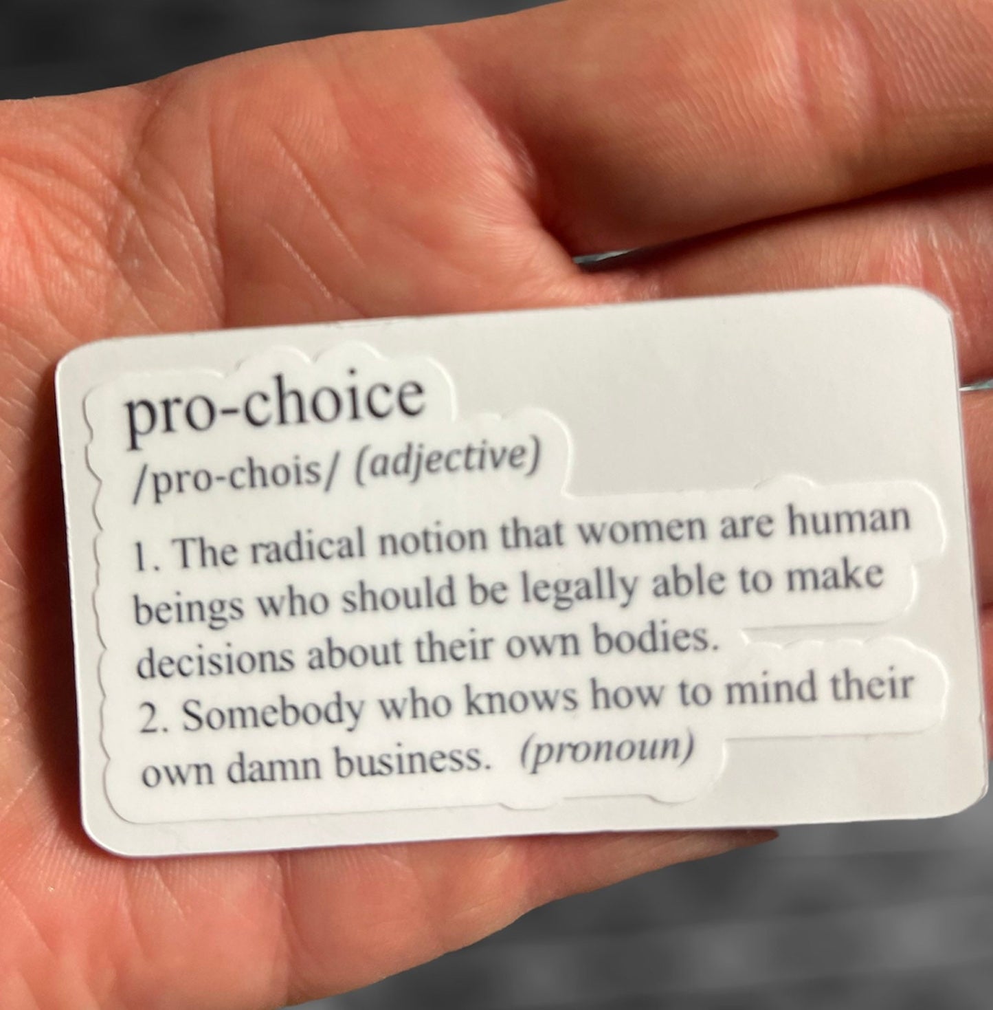 Pro-Choice Definition Radical Women's Right to Choose Mind Your Own Business Sticker (2pcs)