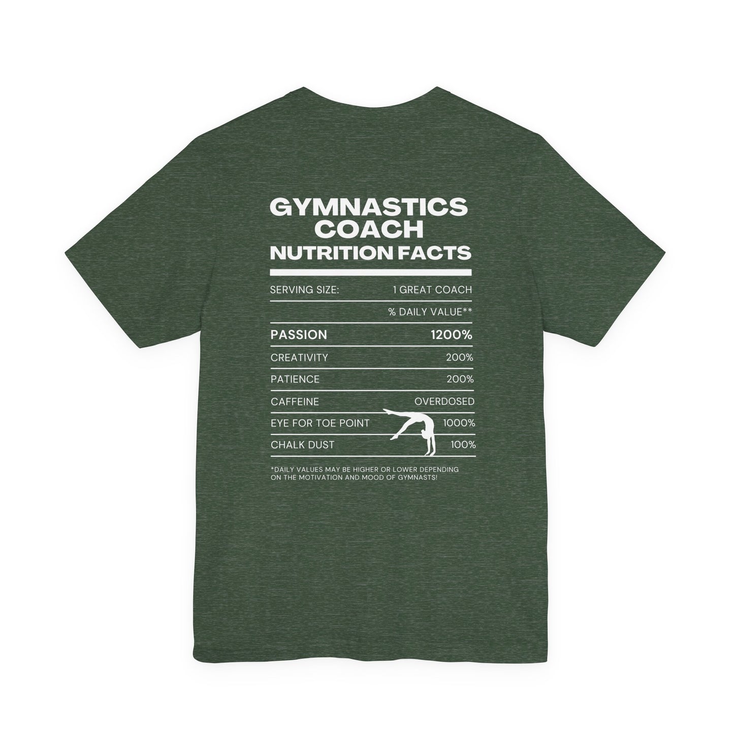 Gymnastics Coach Nutrition Facts Funny Tee | Perfect Gift for Coaches, Workout Tee, Fitness Apparel, Team Spirit, Gym Life Shirt