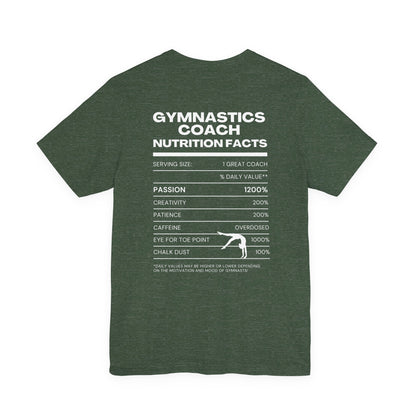 Gymnastics Coach Nutrition Facts Funny Tee | Perfect Gift for Coaches, Workout Tee, Fitness Apparel, Team Spirit, Gym Life Shirt