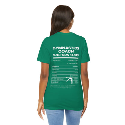 Gymnastics Coach Nutrition Facts Funny Tee | Perfect Gift for Coaches, Workout Tee, Fitness Apparel, Team Spirit, Gym Life Shirt