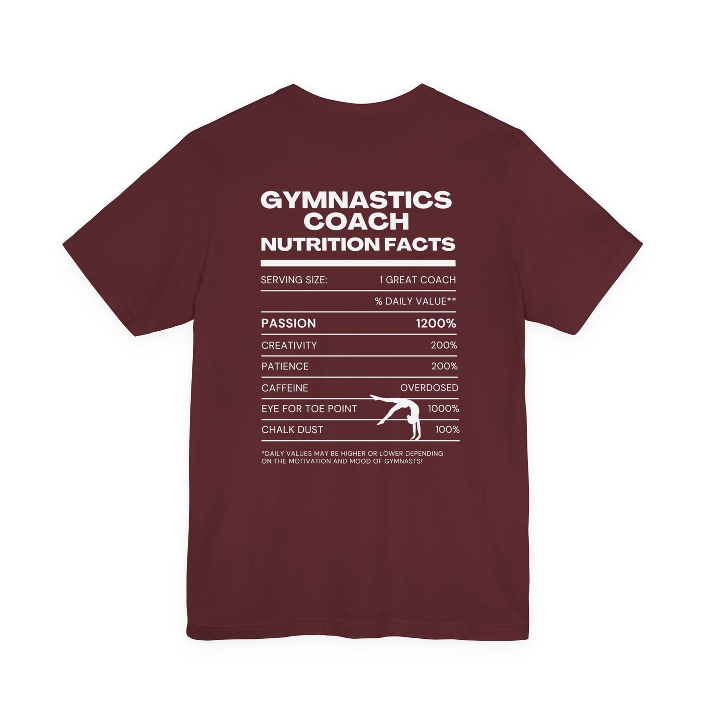 Gymnastics Coach Nutrition Facts Funny Tee | Perfect Gift for Coaches, Workout Tee, Fitness Apparel, Team Spirit, Gym Life Shirt