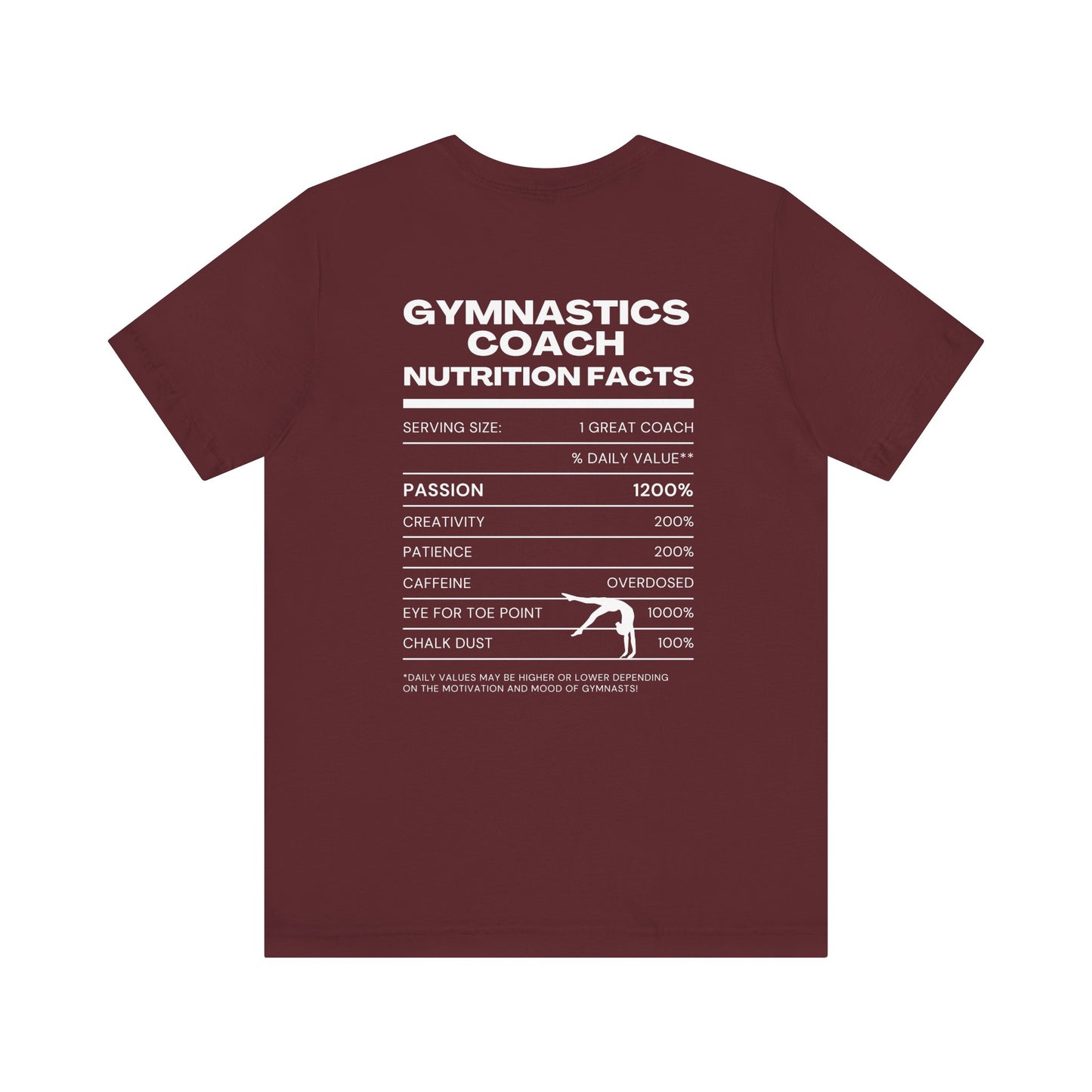 Gymnastics Coach Nutrition Facts Funny Tee | Perfect Gift for Coaches, Workout Tee, Fitness Apparel, Team Spirit, Gym Life Shirt
