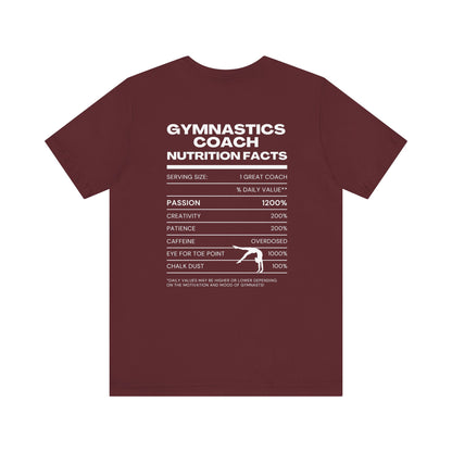 Gymnastics Coach Nutrition Facts Funny Tee | Perfect Gift for Coaches, Workout Tee, Fitness Apparel, Team Spirit, Gym Life Shirt