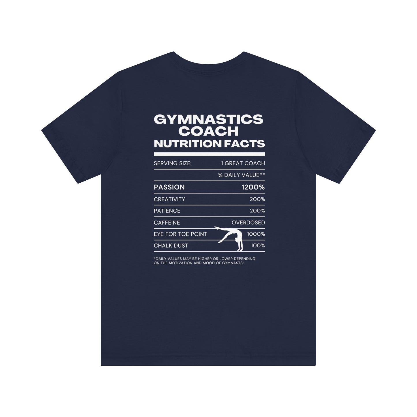Gymnastics Coach Nutrition Facts Funny Tee | Perfect Gift for Coaches, Workout Tee, Fitness Apparel, Team Spirit, Gym Life Shirt