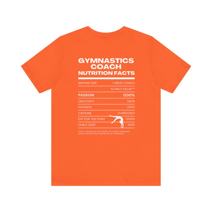 Gymnastics Coach Nutrition Facts Funny Tee | Perfect Gift for Coaches, Workout Tee, Fitness Apparel, Team Spirit, Gym Life Shirt