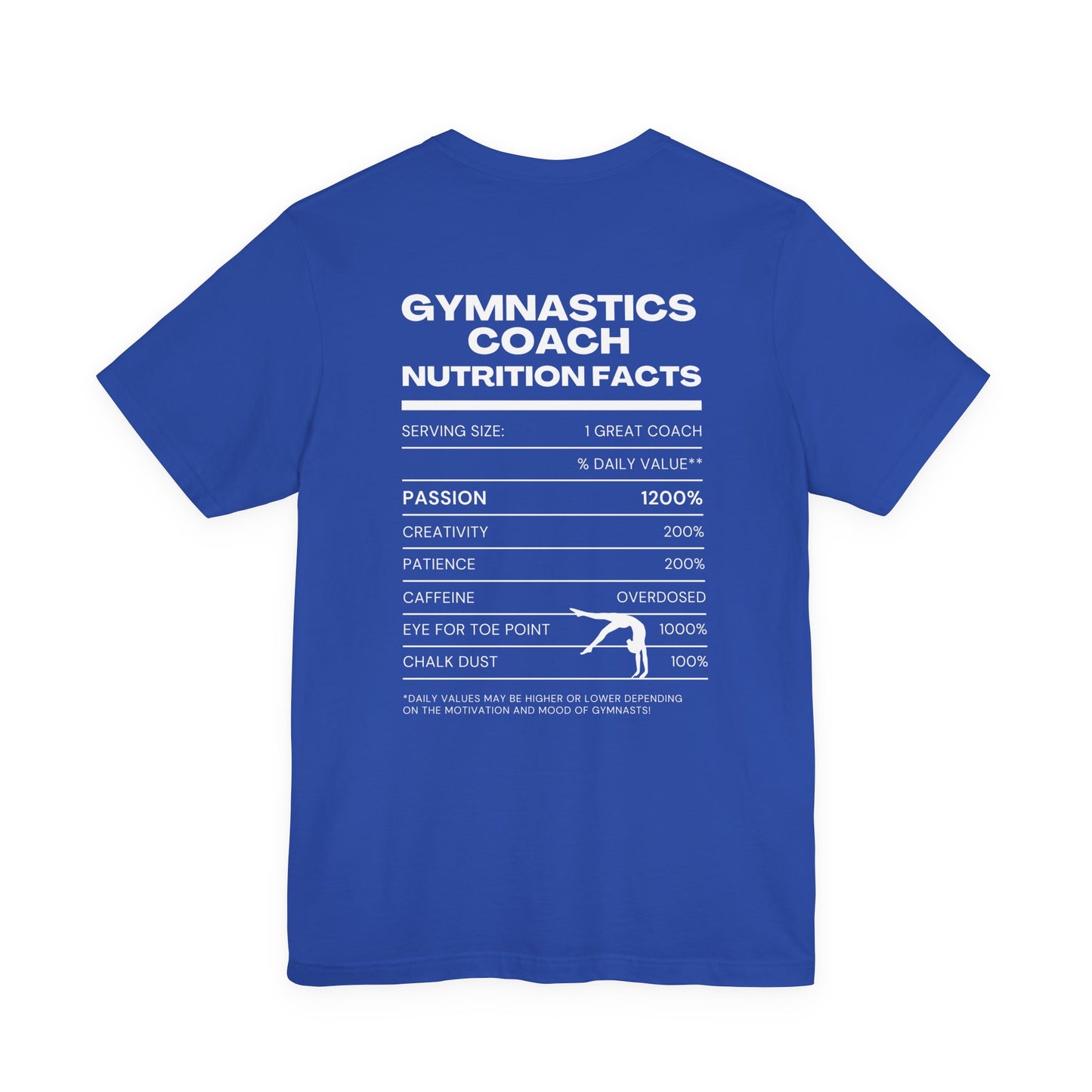 Gymnastics Coach Nutrition Facts Funny Tee | Perfect Gift for Coaches, Workout Tee, Fitness Apparel, Team Spirit, Gym Life Shirt