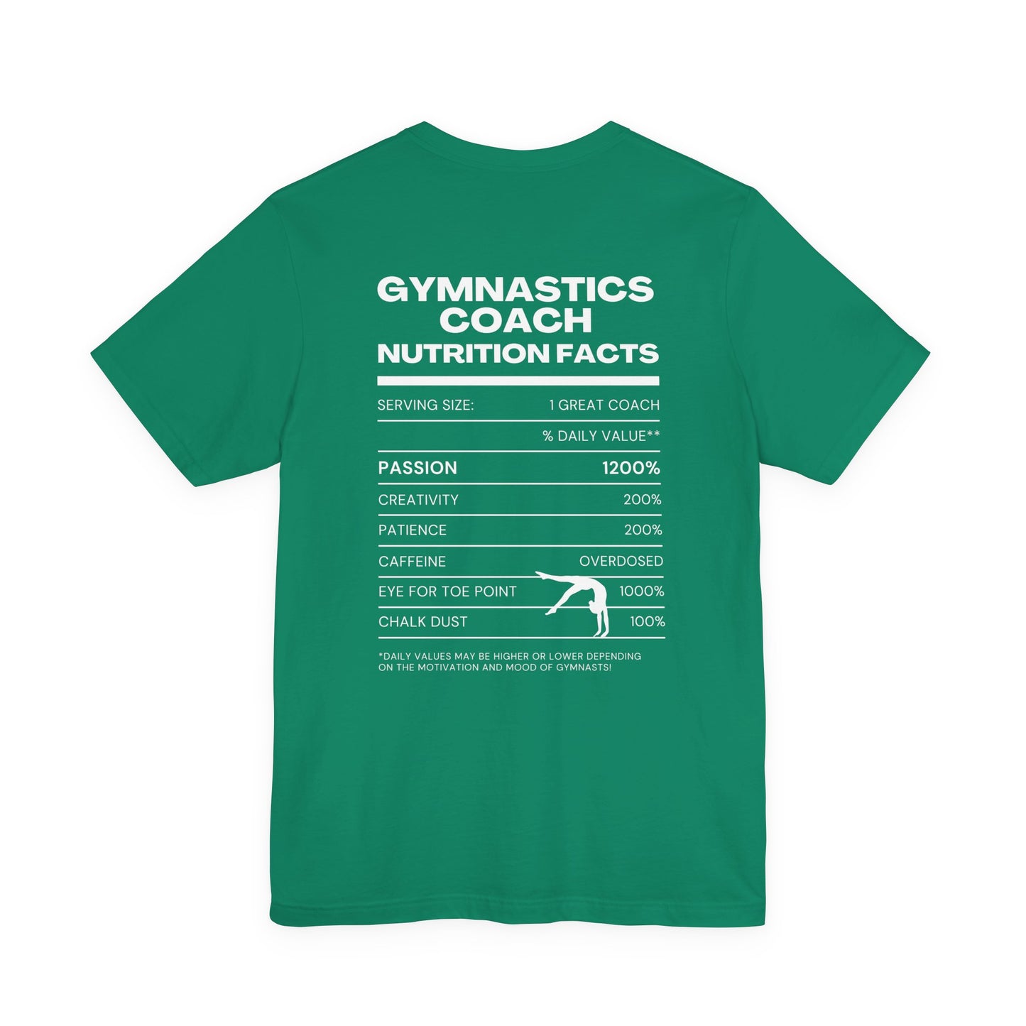 Gymnastics Coach Nutrition Facts Funny Tee | Perfect Gift for Coaches, Workout Tee, Fitness Apparel, Team Spirit, Gym Life Shirt