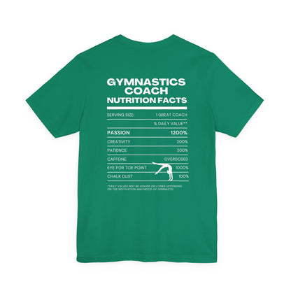 Gymnastics Coach Nutrition Facts Funny Tee | Perfect Gift for Coaches, Workout Tee, Fitness Apparel, Team Spirit, Gym Life Shirt