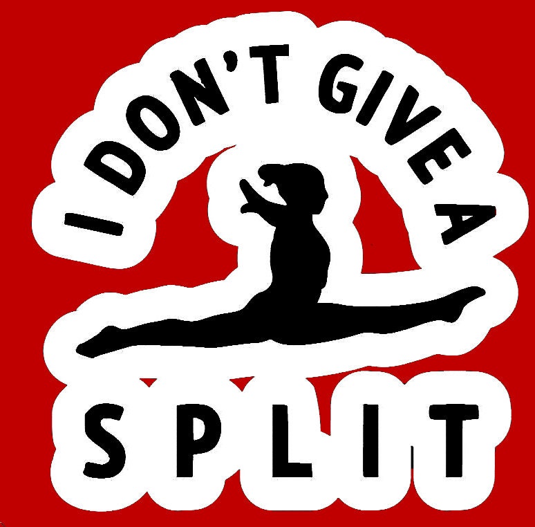 2 I Don't Give A Split Gymnastics Sticker Decal Multiple Colors - Dance Acro Cheer Gymnast Funny (2 Per Order)