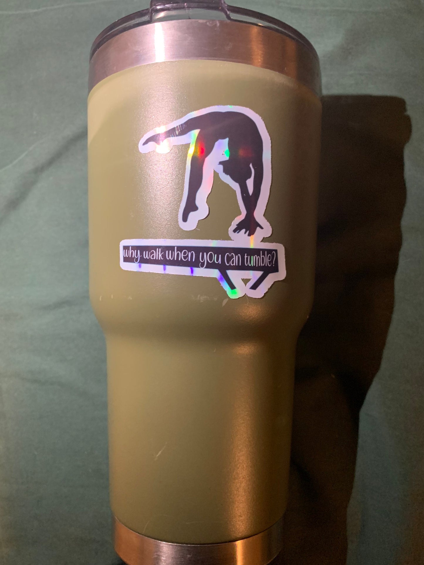 Holographic Rainbow Gymnastics Why Walk When You Can Tumble Balance Beam Sticker