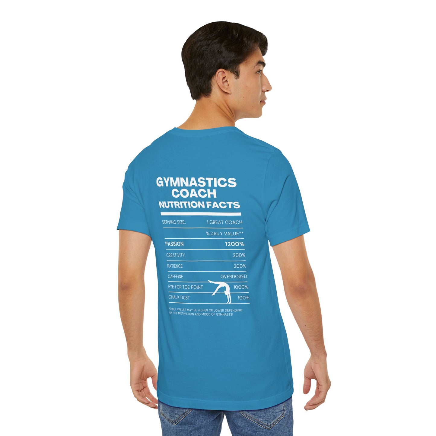 Gymnastics Coach Nutrition Facts Funny Tee | Perfect Gift for Coaches, Workout Tee, Fitness Apparel, Team Spirit, Gym Life Shirt