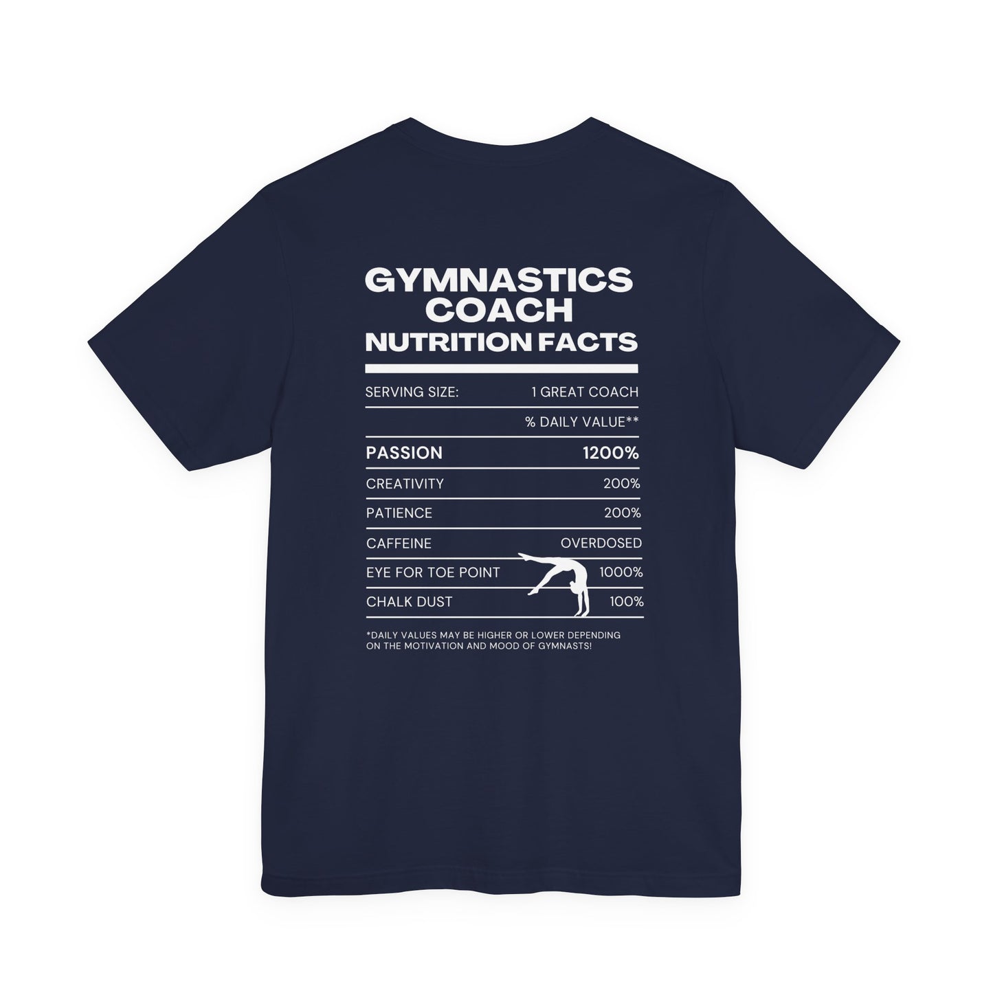 Gymnastics Coach Nutrition Facts Funny Tee | Perfect Gift for Coaches, Workout Tee, Fitness Apparel, Team Spirit, Gym Life Shirt