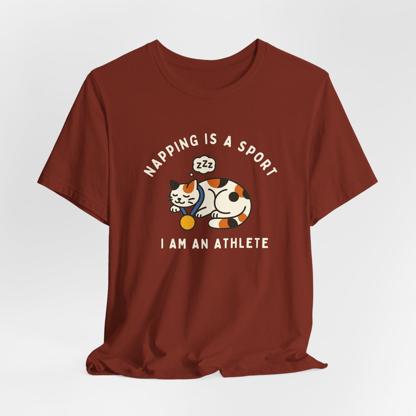 Nap Lovers Unisex Tee | Napping is a Sport | Funny Calico Cat Shirt, Pet Lover Gift, Relaxation T-Shirt, Gift for Cat Owners