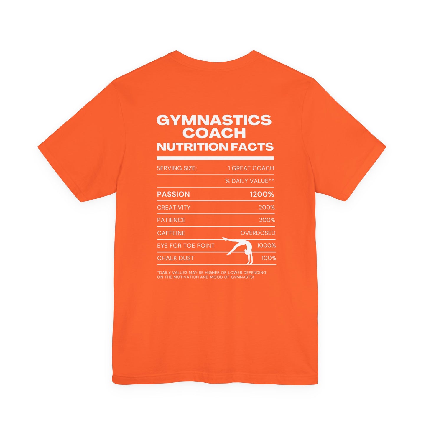 Gymnastics Coach Nutrition Facts Funny Tee | Perfect Gift for Coaches, Workout Tee, Fitness Apparel, Team Spirit, Gym Life Shirt